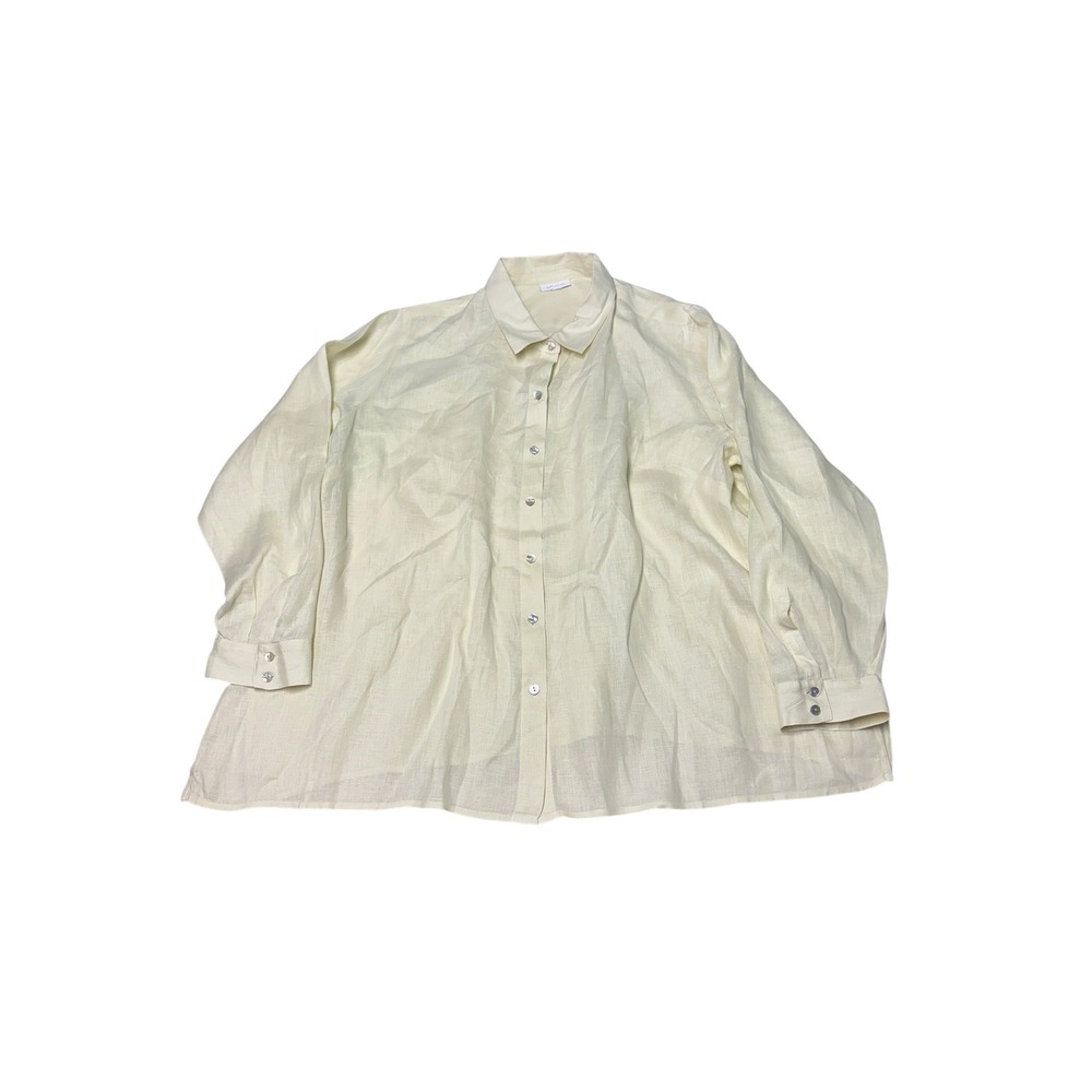 J. Jill Love Linen Cream Button Down Shirt Long Sleeve Womens XL WTP290111